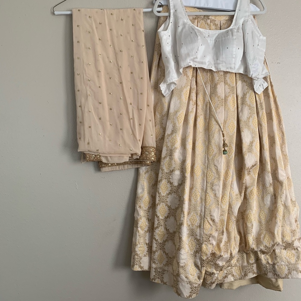 Handmade Gold/White Lehenga Set